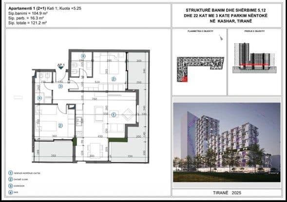 APARTAMENT 2+1+2 PËR SHITJE NË MOA RESIDENCE, KASHAR, TIRANË 2
