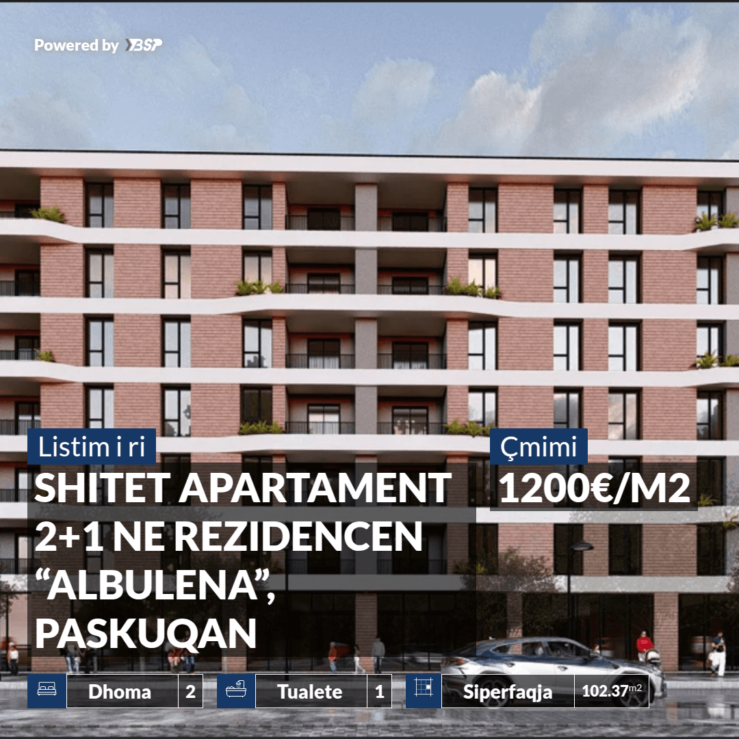 SHITET APARTAMENT 2+1 NE REZIDENCEN “ALBULENA”, PASKUQAN