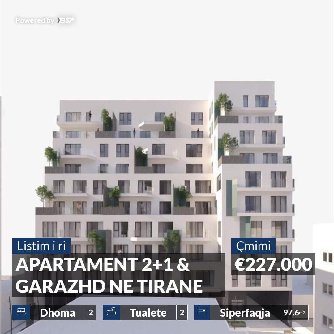SHITET APARTAMENT 2+1 & GARAZHD PRANE SHKOLLES SE KUQE, TIRANE