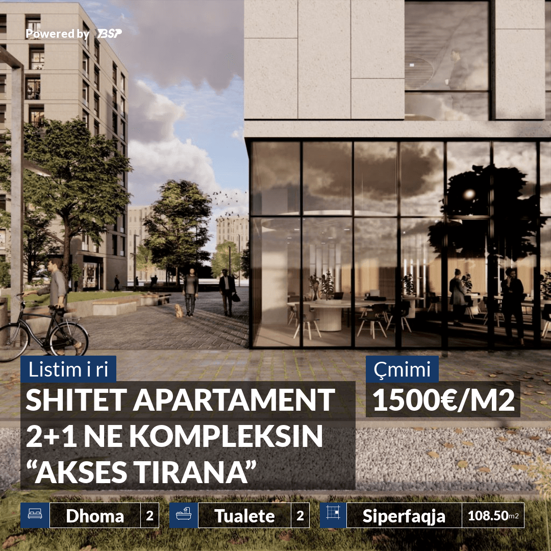 SHITET APARTAMENT 2+1 NE KOMPLEKSIN “AKSES TIRANA”