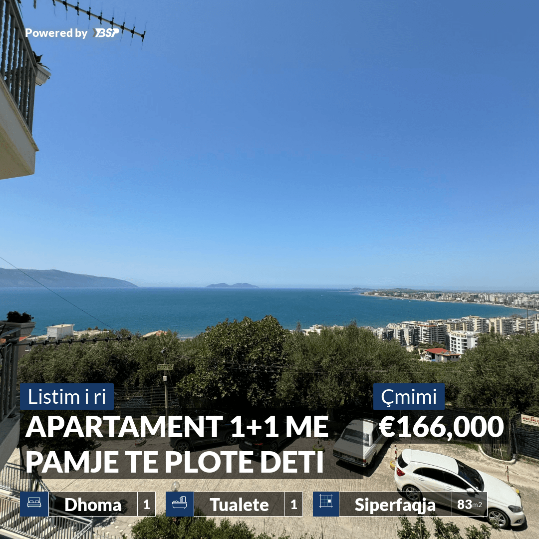 APARTAMENT 1+1 ME PAMJE TE PLOTE DETI NE REZIDENCEN „PANORAMA“, VLORE