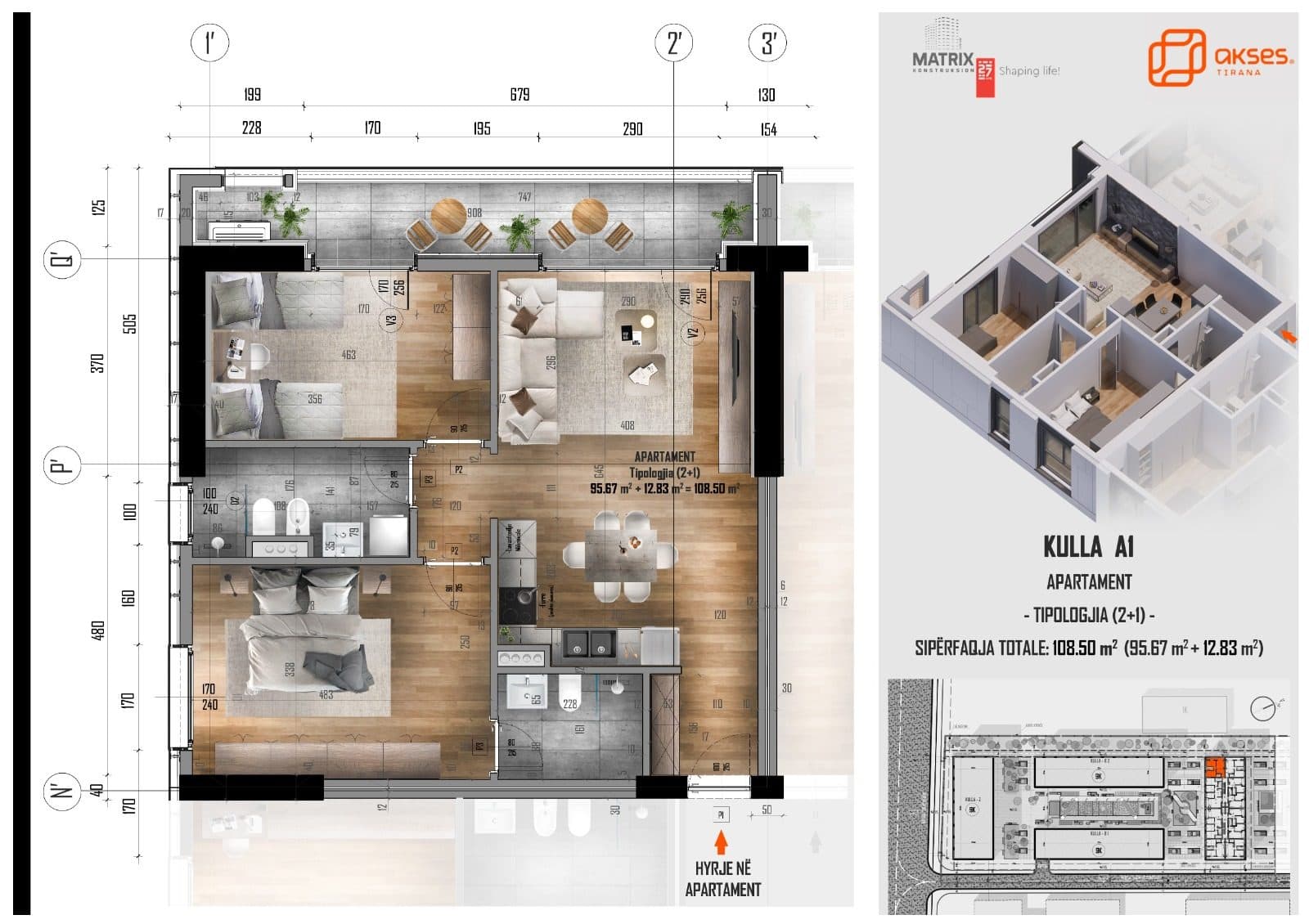 SHITET APARTAMENT 2+1 NE KOMPLEKSIN “AKSES TIRANA” 2