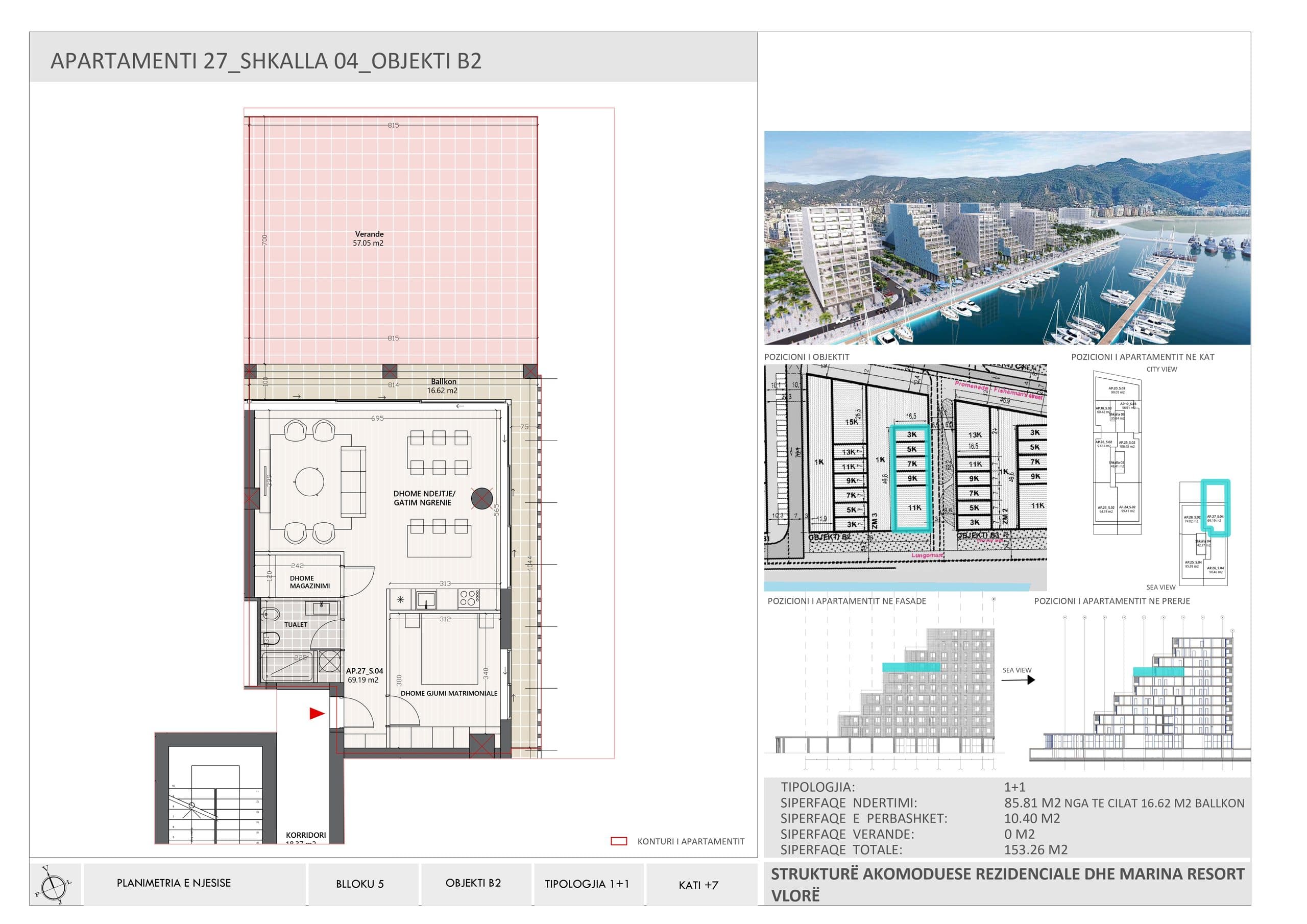 SHITET APARTAMENT 1+1 NË VLORA MARINA 2
