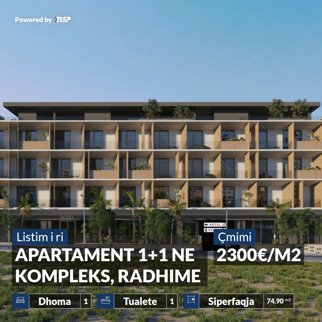 APARTAMENT 1+1 NE KOMPLEKS REZIDENCIAL NE RADHIME