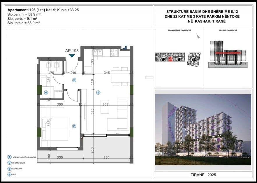APARTAMENT 1+1 PËR SHITJE NË MOA RESIDENCE, KASHAR, TIRANË 2