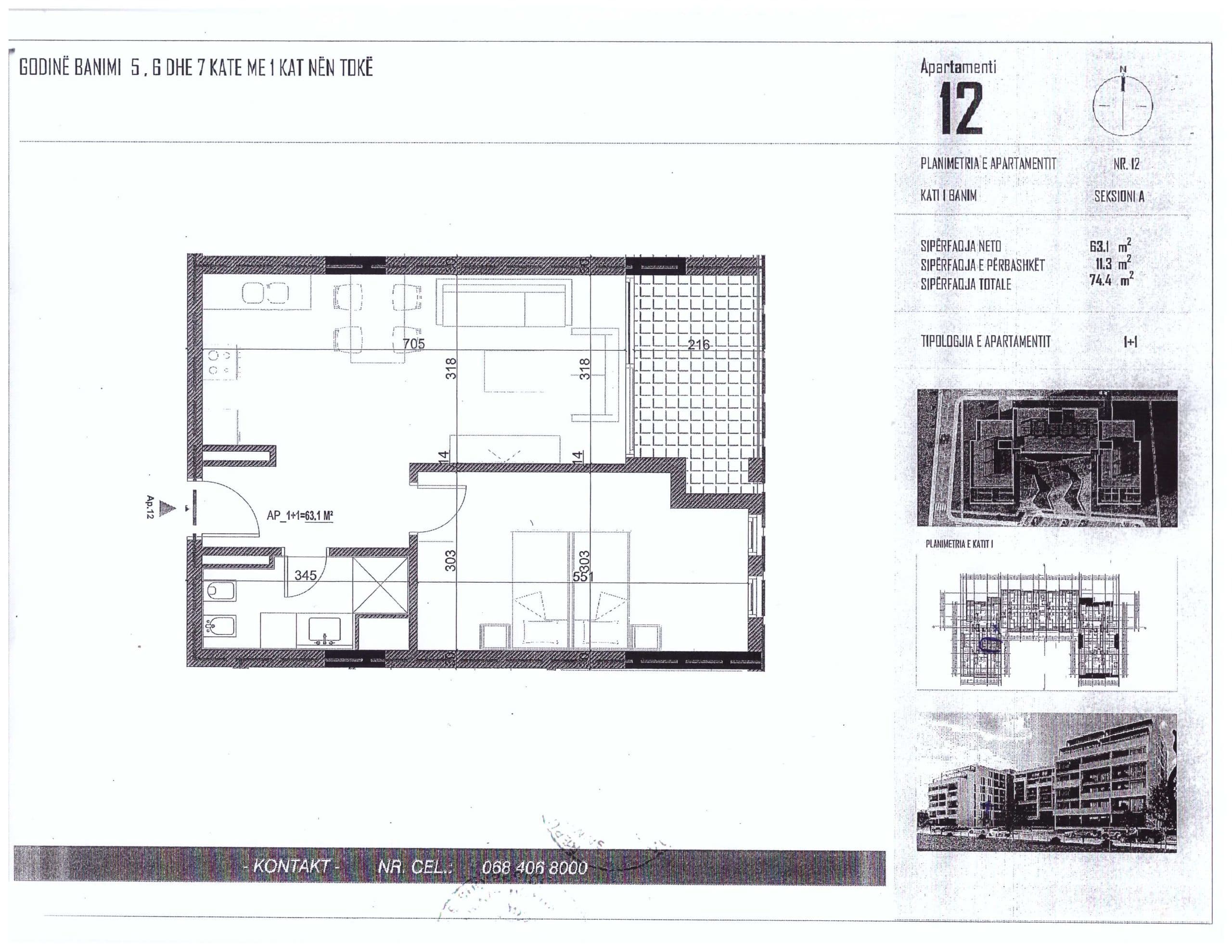 SHITET APARTAMENT 1+1 1350 EURO/M2 NE ORIKUM, VLORE 2