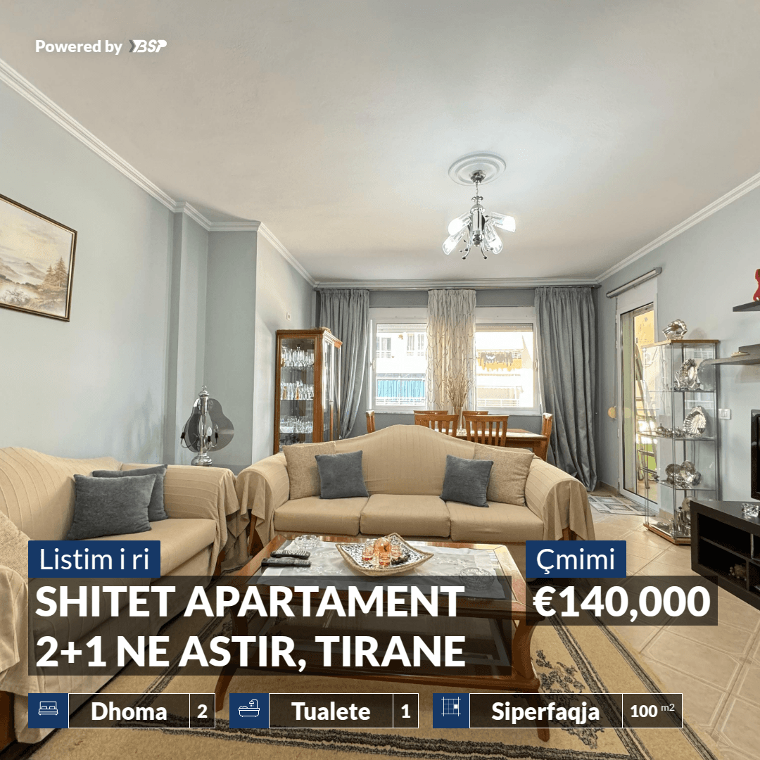 SHITET APARTAMENT 2+1 NE ASTIR, TIRANE