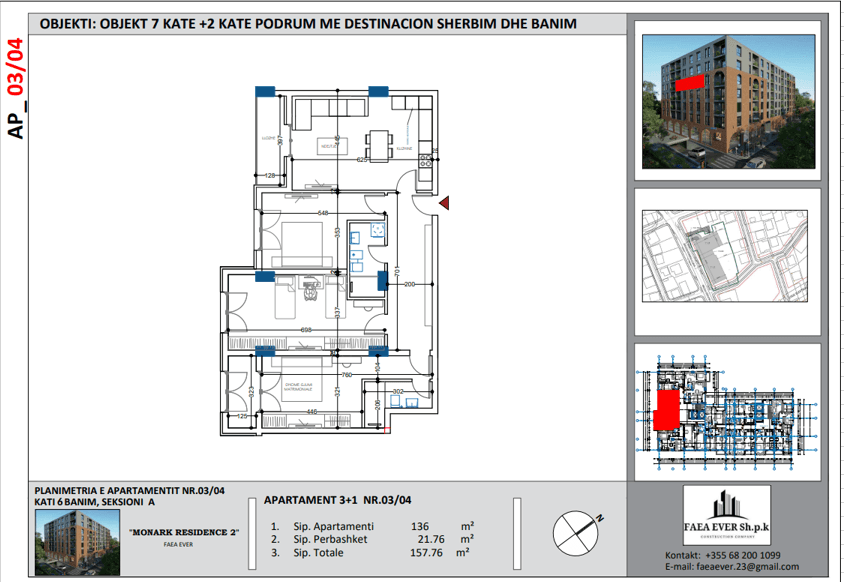 APARTAMENT 3+1+2 PËR SHITJE NË REZIDENCËN MONARK 2 NË TIRANË 2