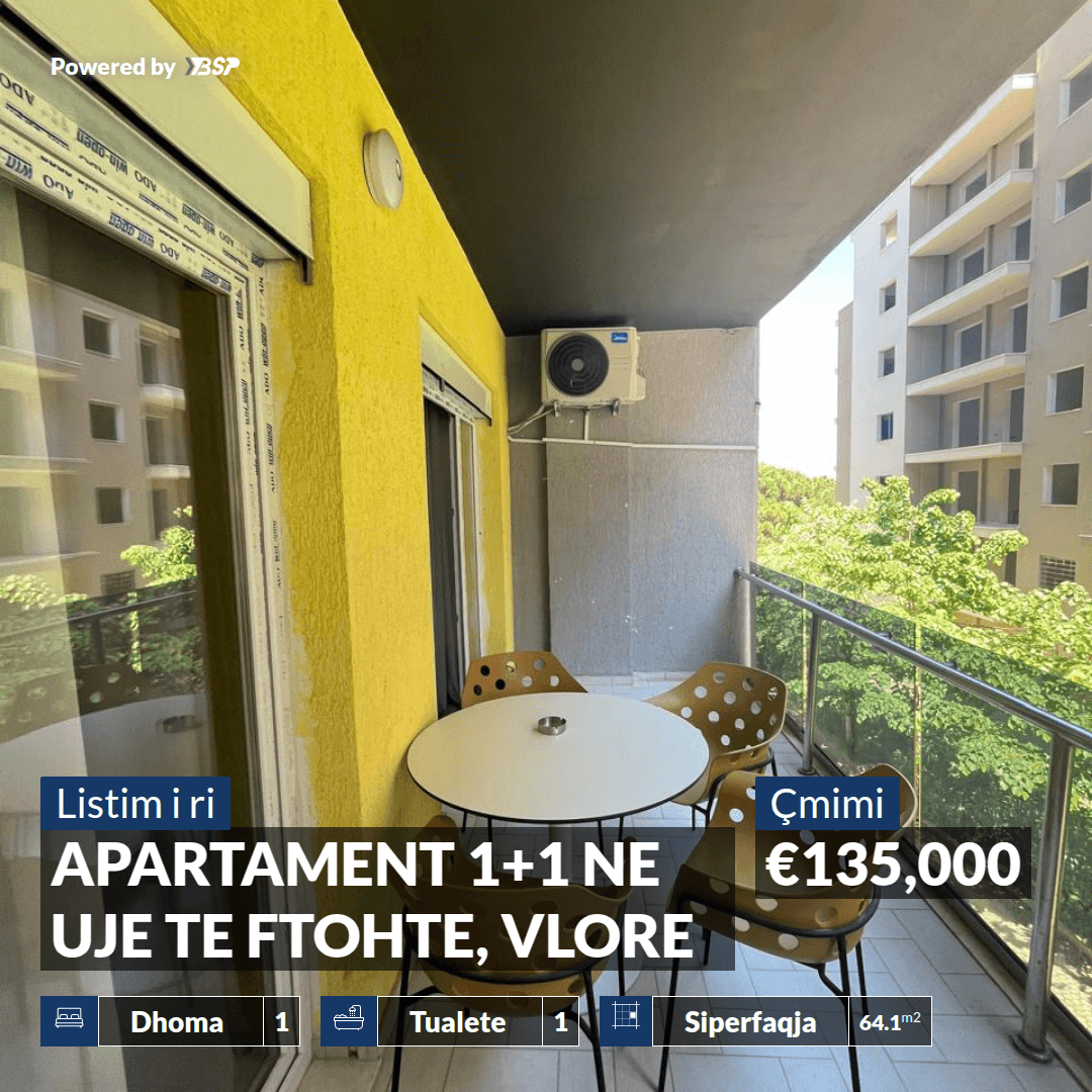 SHITET APARTAMENT 1+1 NE UJE TE FTOHTE, VLORE