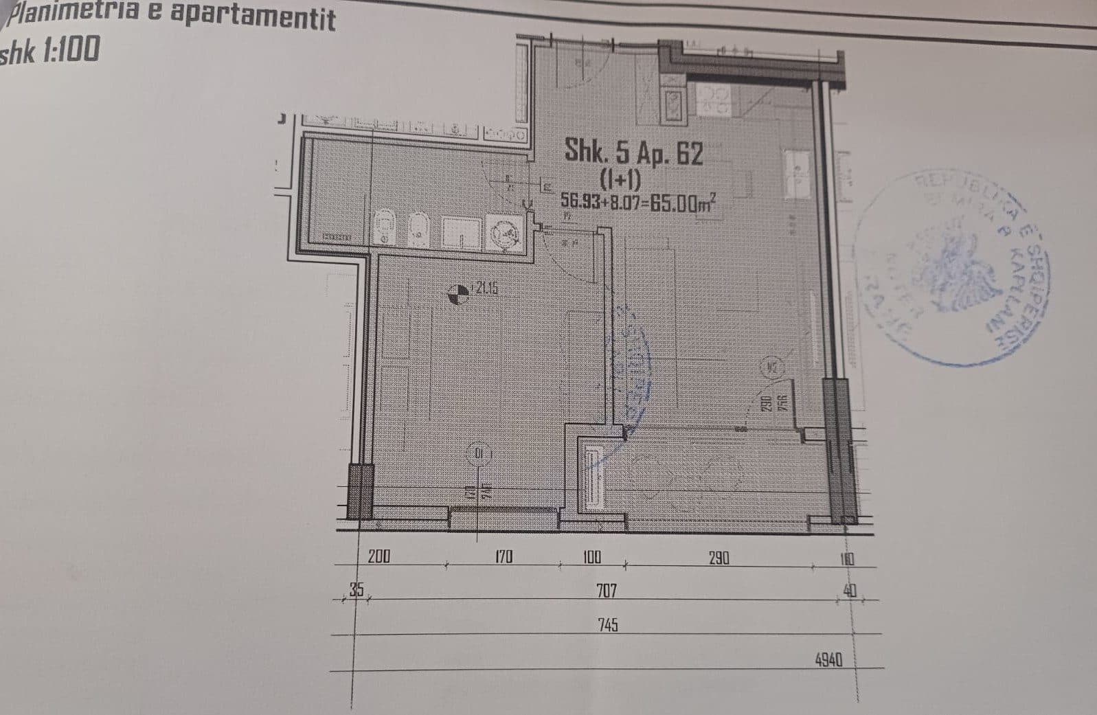 SHITET APARTAMENT 1+1 NE KOMPLEKSIN AKSES TIRANA 2