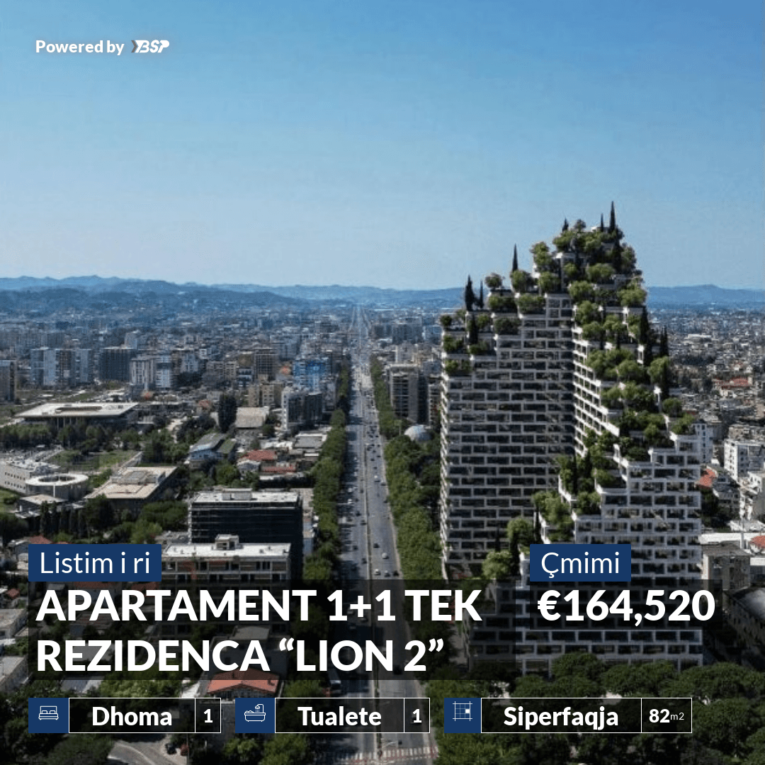APARTAMENT 1+1 TEK REZIDENCA “LION 2” NE TIRANE