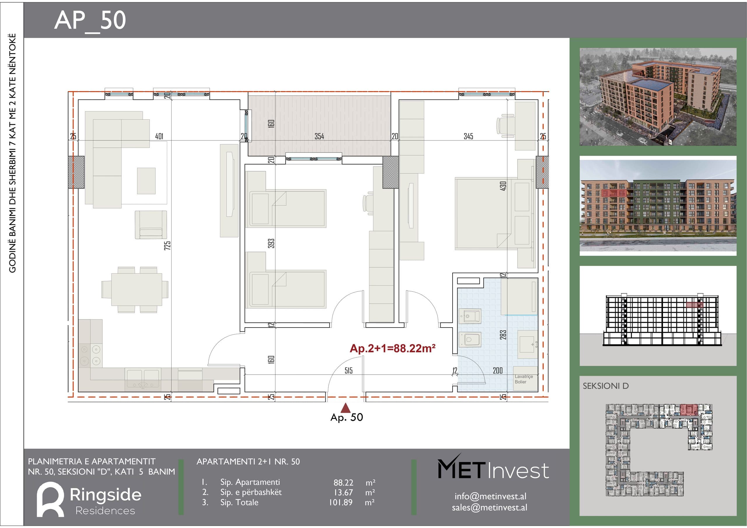 SHITET APARTAMENT 2+1 NE RINGSIDE RESIDENCES, PASKUQAN 2
