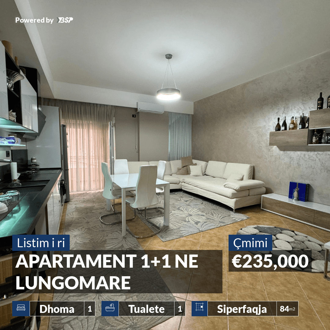 SHITET APARTAMENT 1+1 ME PAMJE ANESORE DETI NE LUNGOMARE, VLORE