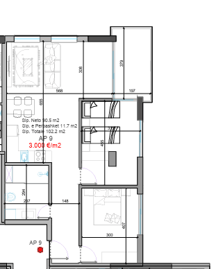 APARTAMENT 2+1 ME PAMJE ANËSORE DETI NË “TWIN RESORT”, RADHIMË 2