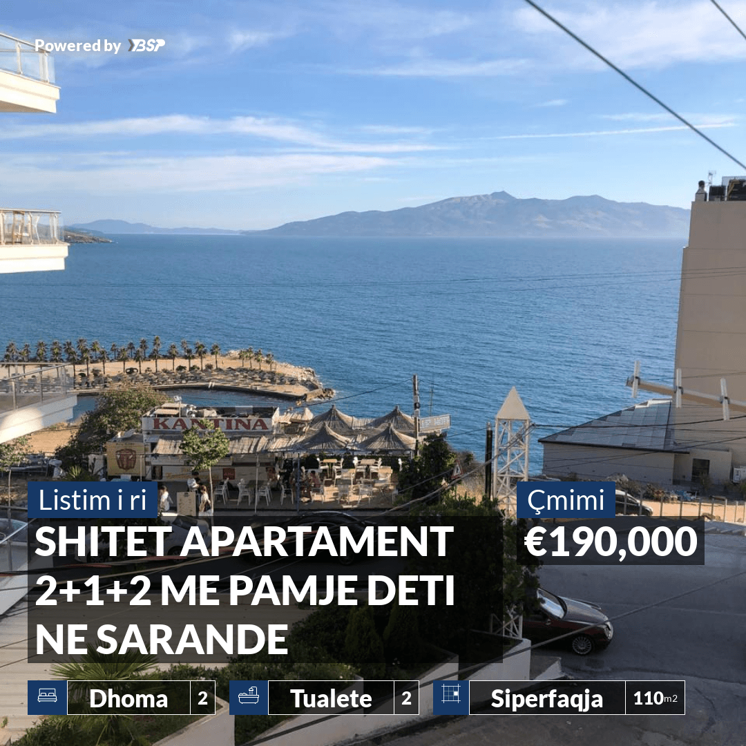 SHITET APARTAMENT 2+1+2 ME PAMJE DETI NE SARANDE