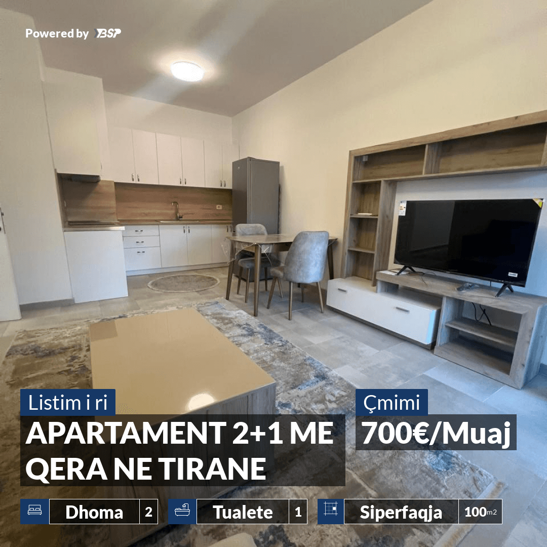 JEPET ME QERA AFATGJATE APARTAMENT 2+1 NE TIRANE