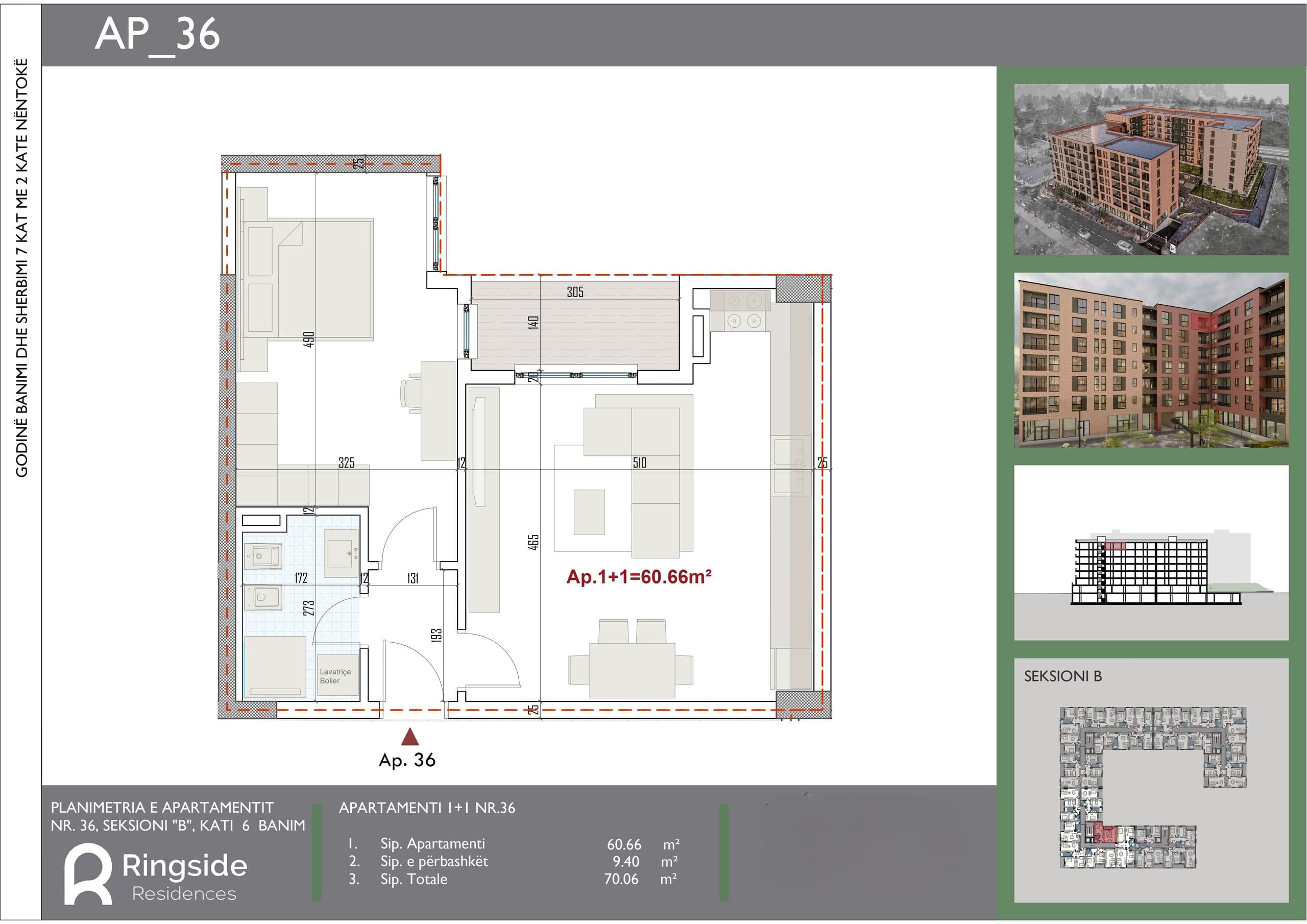 SHITET APARTAMENT 1+1 NE RINGSIDE RESIDENCES, PASKUQAN 2
