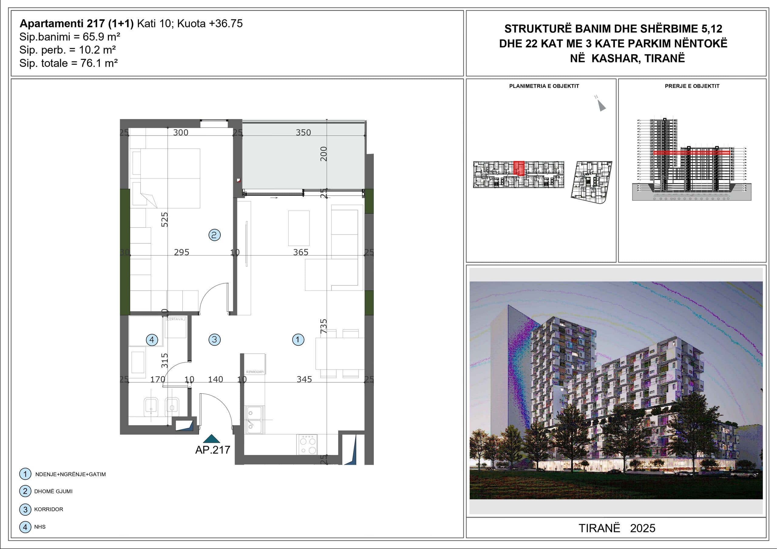 APARTAMENT 1+1 PËR SHITJE NË MOA RESIDENCE, KASHAR, TIRANË 2