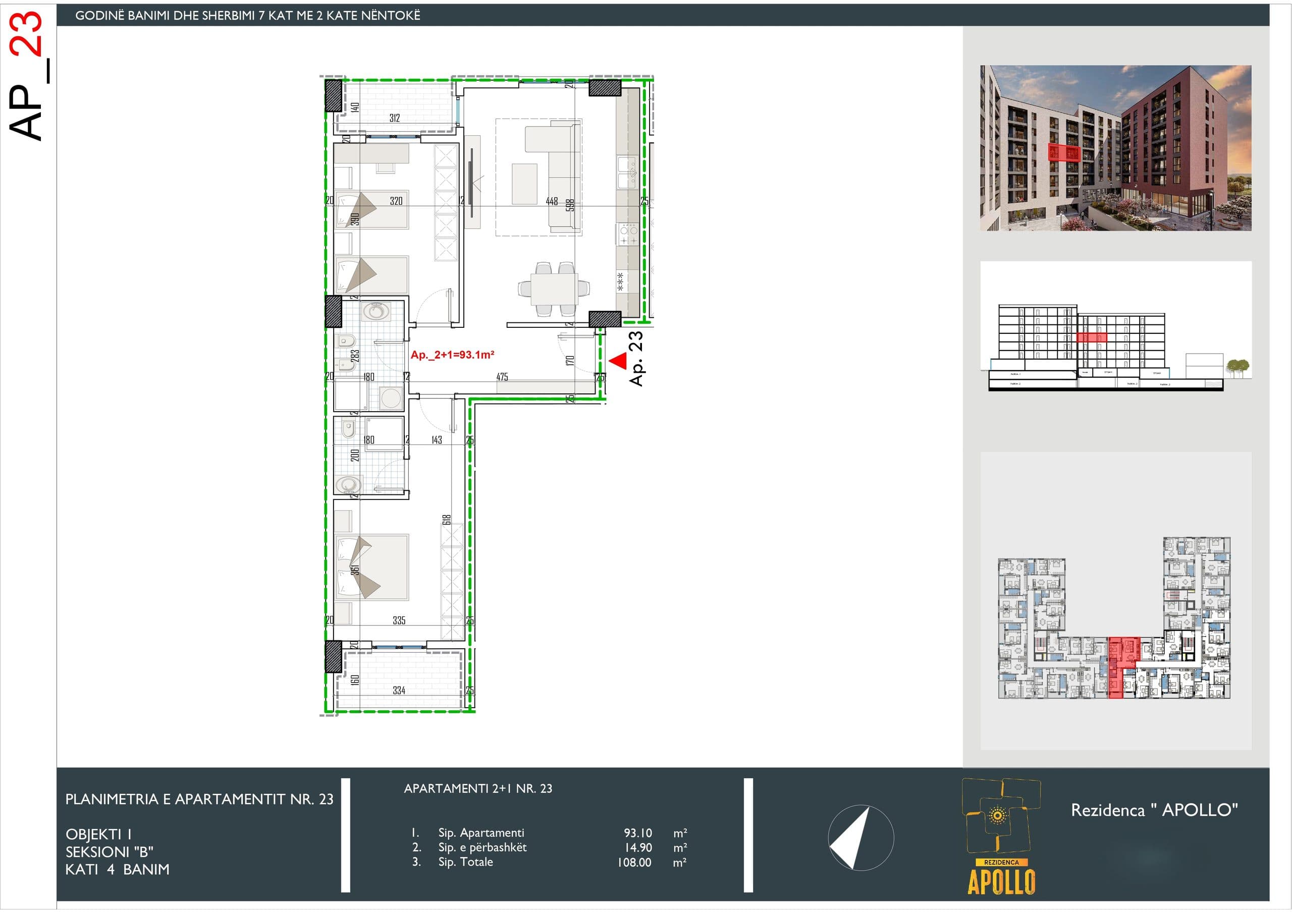 SHITET APARTAMENT 2+1 NE REZIDENCEN “APOLLO”, TIRANE 2
