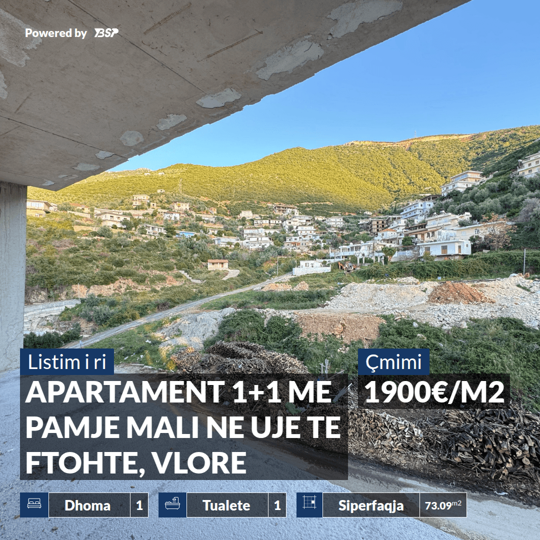 APARTAMENT 1+1 ME PAMJE MALI NE UJE TE FTOHTE, VLORE