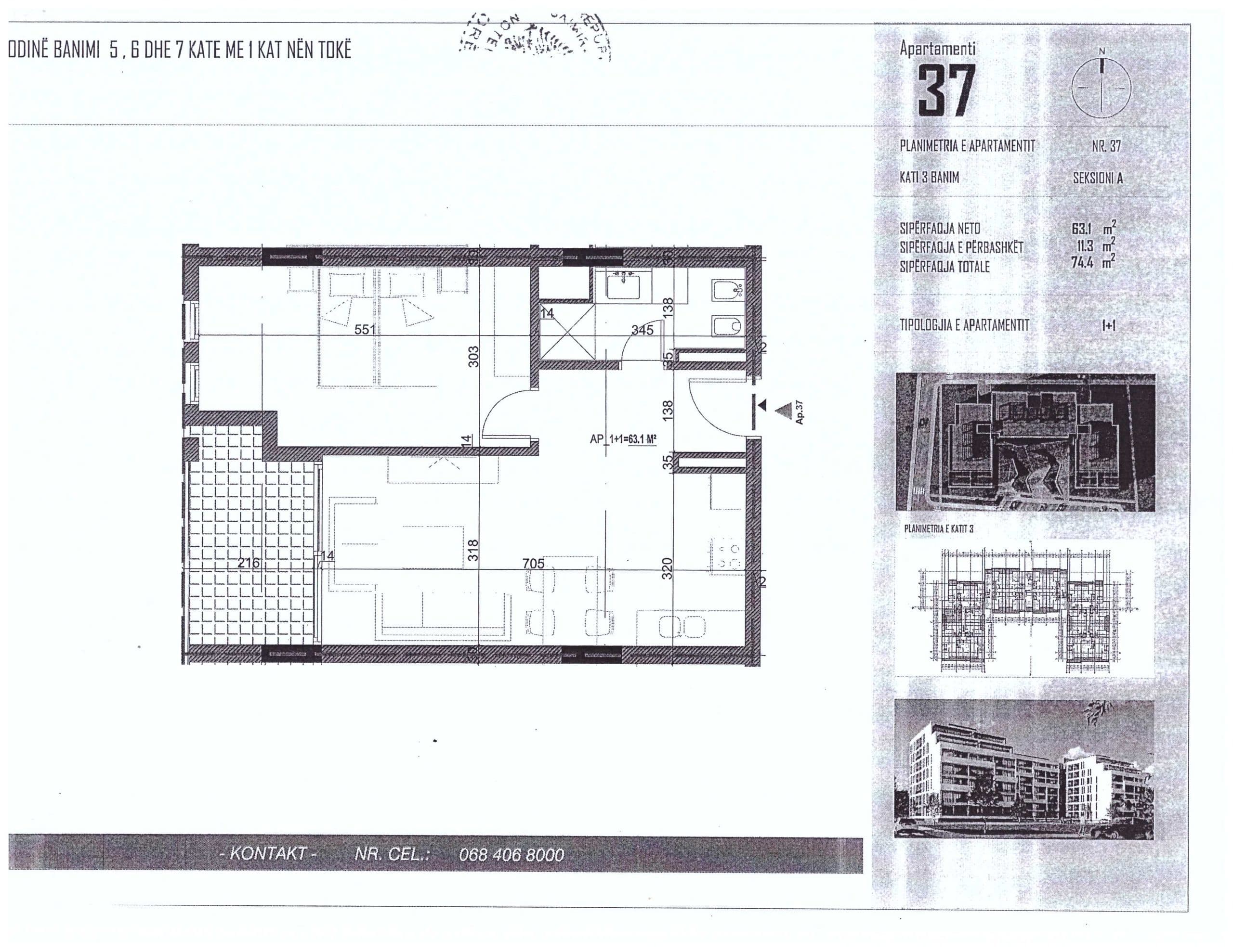 SHITET APARTAMENT 1+1 - 1350 EURO/M2 NE ORIKUM, VLORE 2
