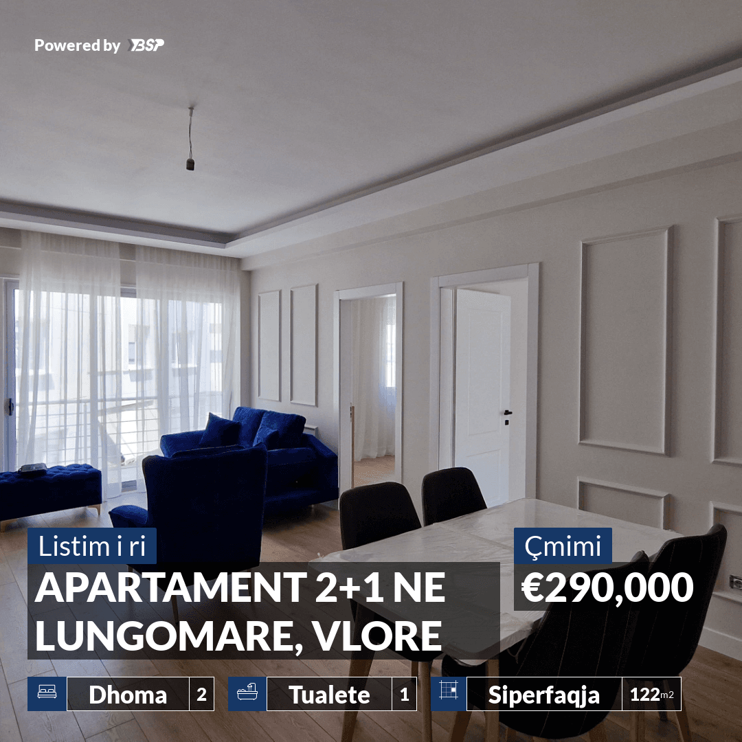 SHITET APARTAMENT 2+1 NE LUNGOMARE, VLORE