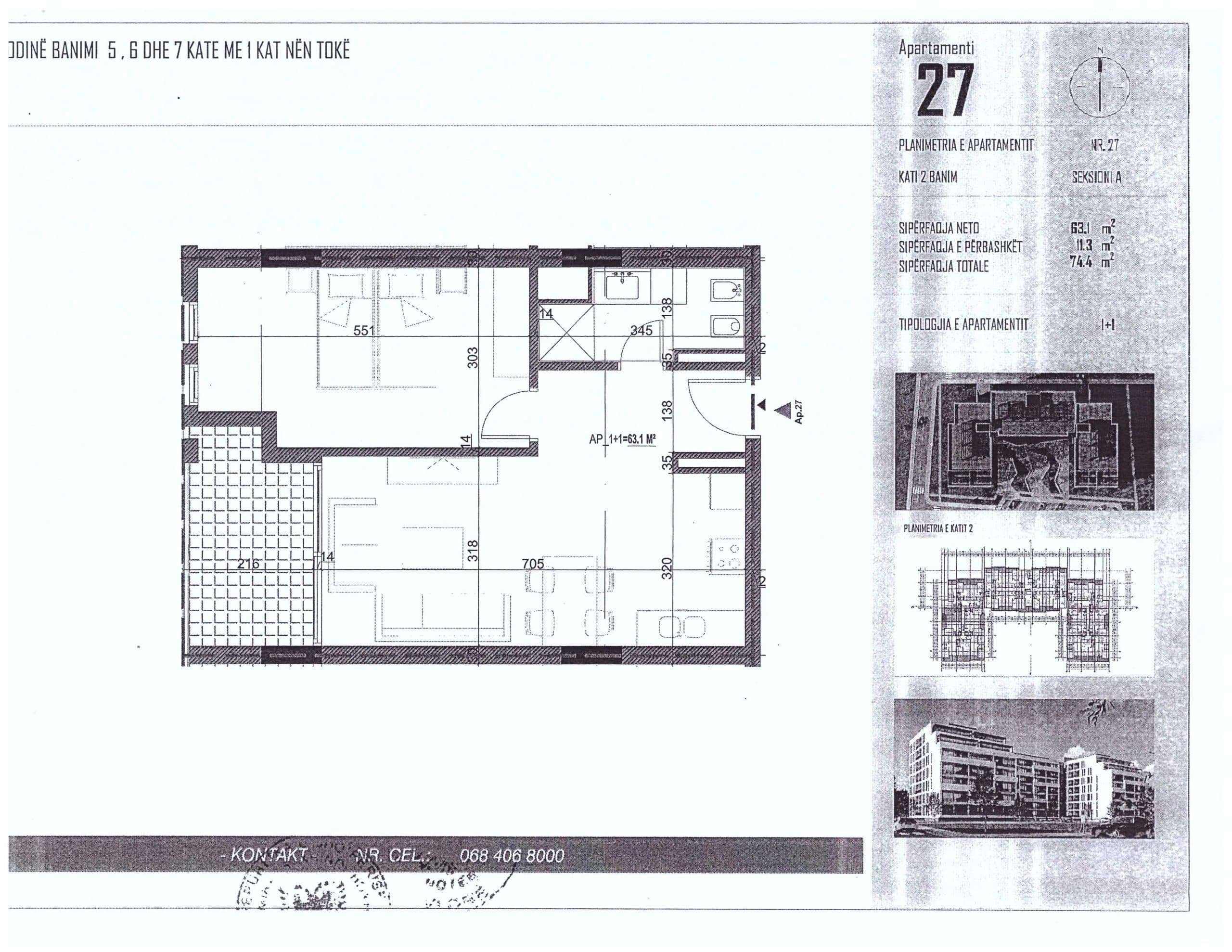 SHITET APARTAMENT 1+1 - 1350 EURO/M2 NE ORIKUM, VLORE 2
