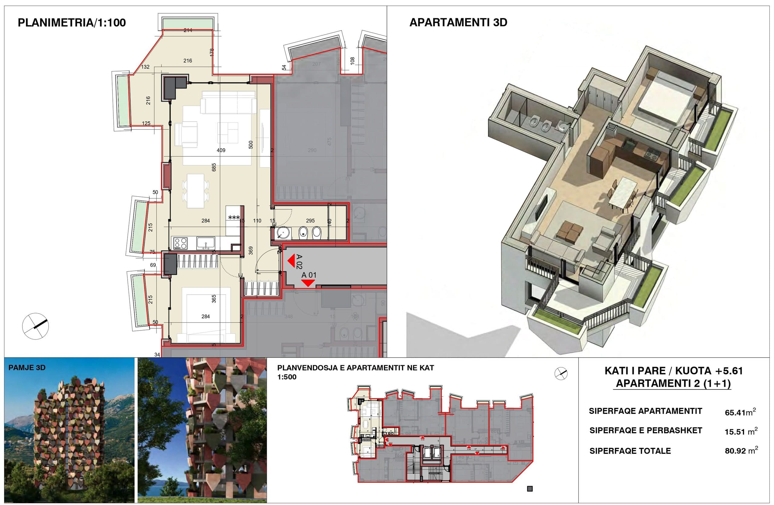 APARTAMENT 1+1 - PAMJE ANESORE DETI NE REZIDENCEN “THE LEAVES”, VLORE 2