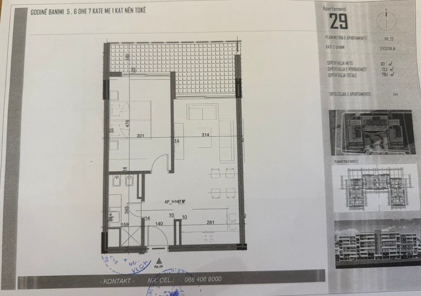 SHITET APARTAMENT 1+1 - 1270 EURO/M2 NE ORIKUM, VLORE 2