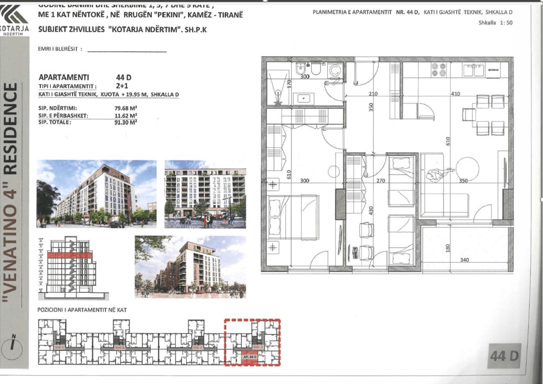 APARTAMENT 2+1 NE REZIDENCEN “VENATINO 4”, KAMEZ 2