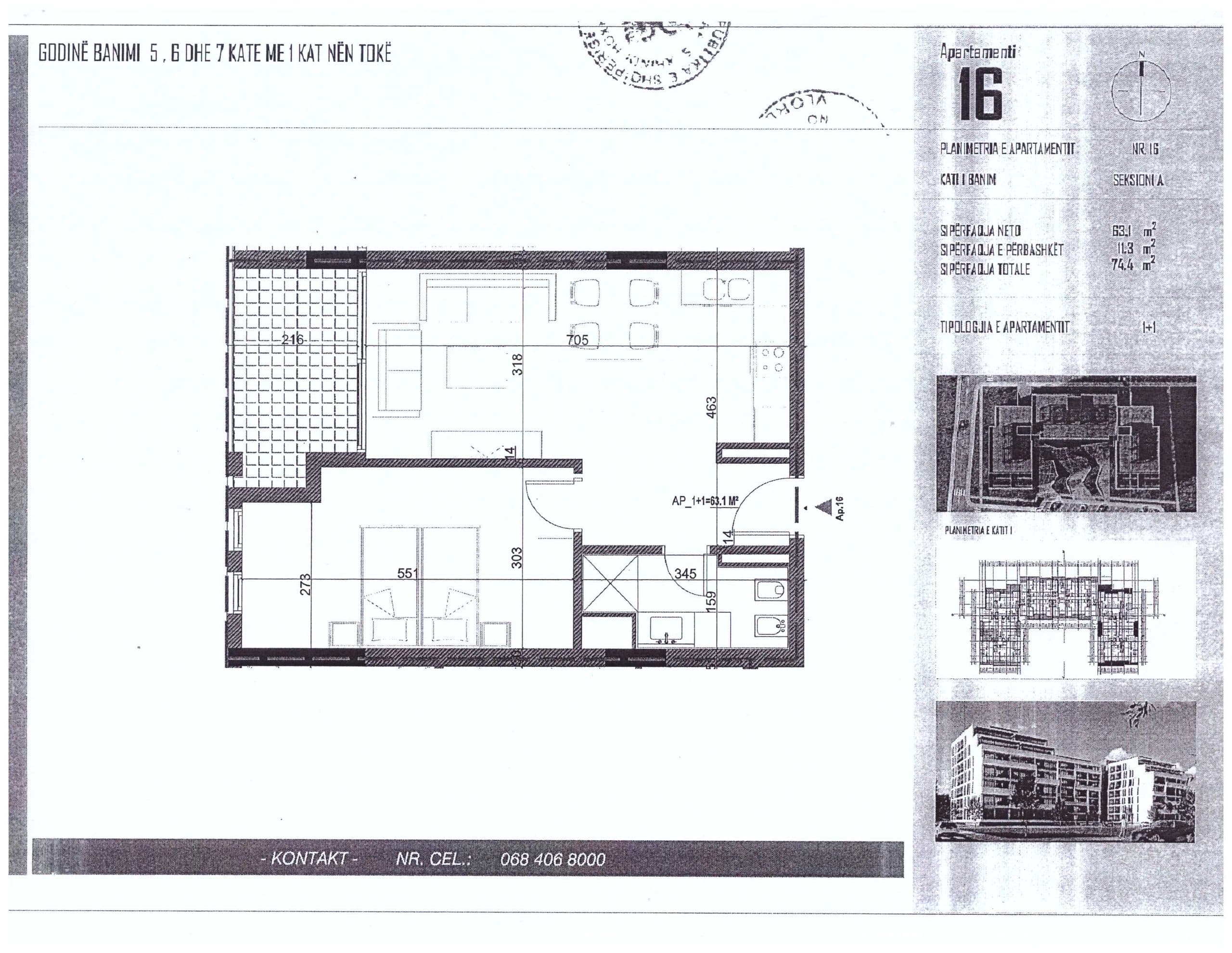 SHITET APARTAMENT 1+1 1350 EURO/M2 NE ORIKUM, VLORE 2