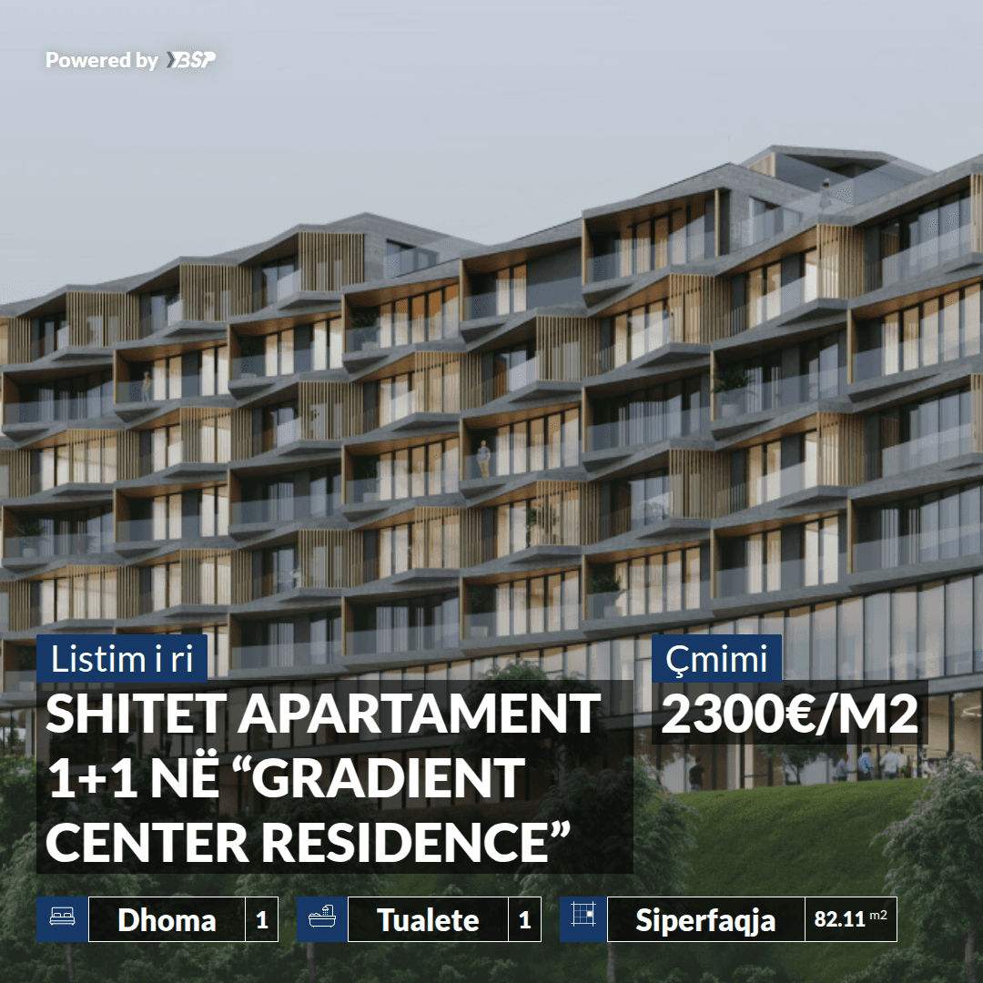 SHITET APARTAMENT 1+1 NË “GRADIENT CENTER RESIDENCE”