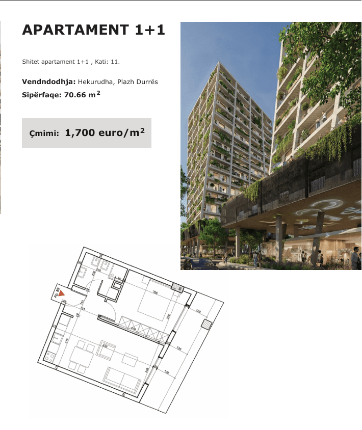 SHITET APARTAMENT 1+1 NË DESLA TOWER RESIDENCE, DURRËS 2