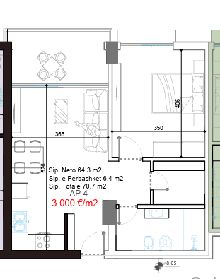 APARTAMENT 1+1 NË “TWIN RESORT”, RADHIMË 2