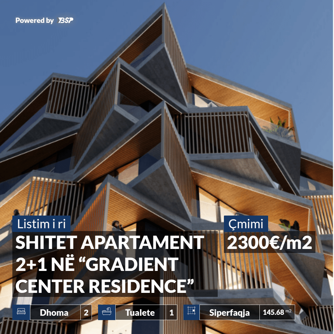 SHITET APARTAMENT 2+1 NË “GRADIENT CENTER RESIDENCE”